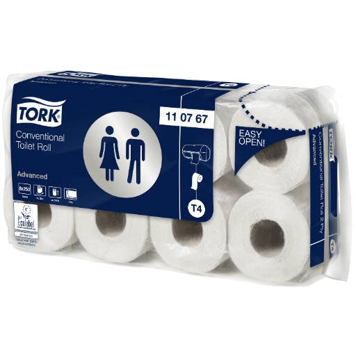 Papier toaletowy w rolkach Tork Advanced biały